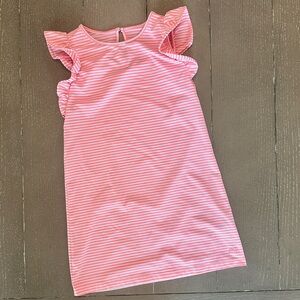 Vineyard Vines Girls Pink Stripe Flutter Sleeve Sankaty Dress • Small (7-8)